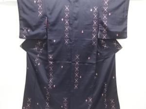 大正ロマン　抽象模様織出しお召着物